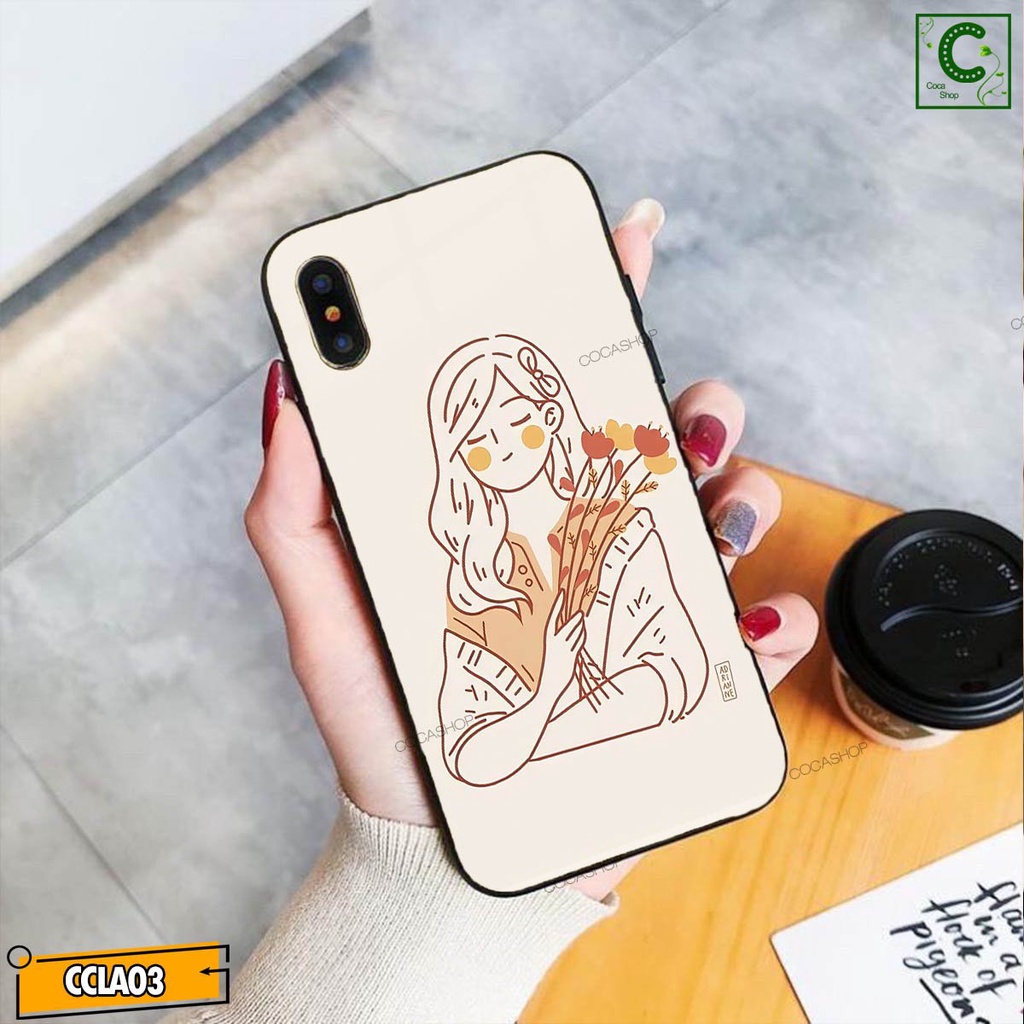 Ốp lưng iphone mặt kính in hình siêu đẹp - Bức họa cô gái dễ thương- 6/6plus/6s/6splus/7/7plus/8/8plus/x/.....