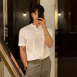 Áo thun lụa băng chất lượng cao Nam mùa hè Màu trơn Thanh niên Tiêu chuẩn phổ biến Hợp thời trang ngắn tay đơn giản Hợp thời trang lười biếng Áo sơ mi nam POLO