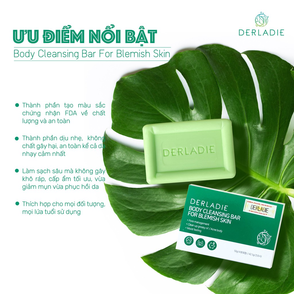 Ảnh Xà Phòng Giảm Mụn Cơ Thể Sau 7 Ngày Derladie Body Cleansing Bar For Blemish Skin 50g 4