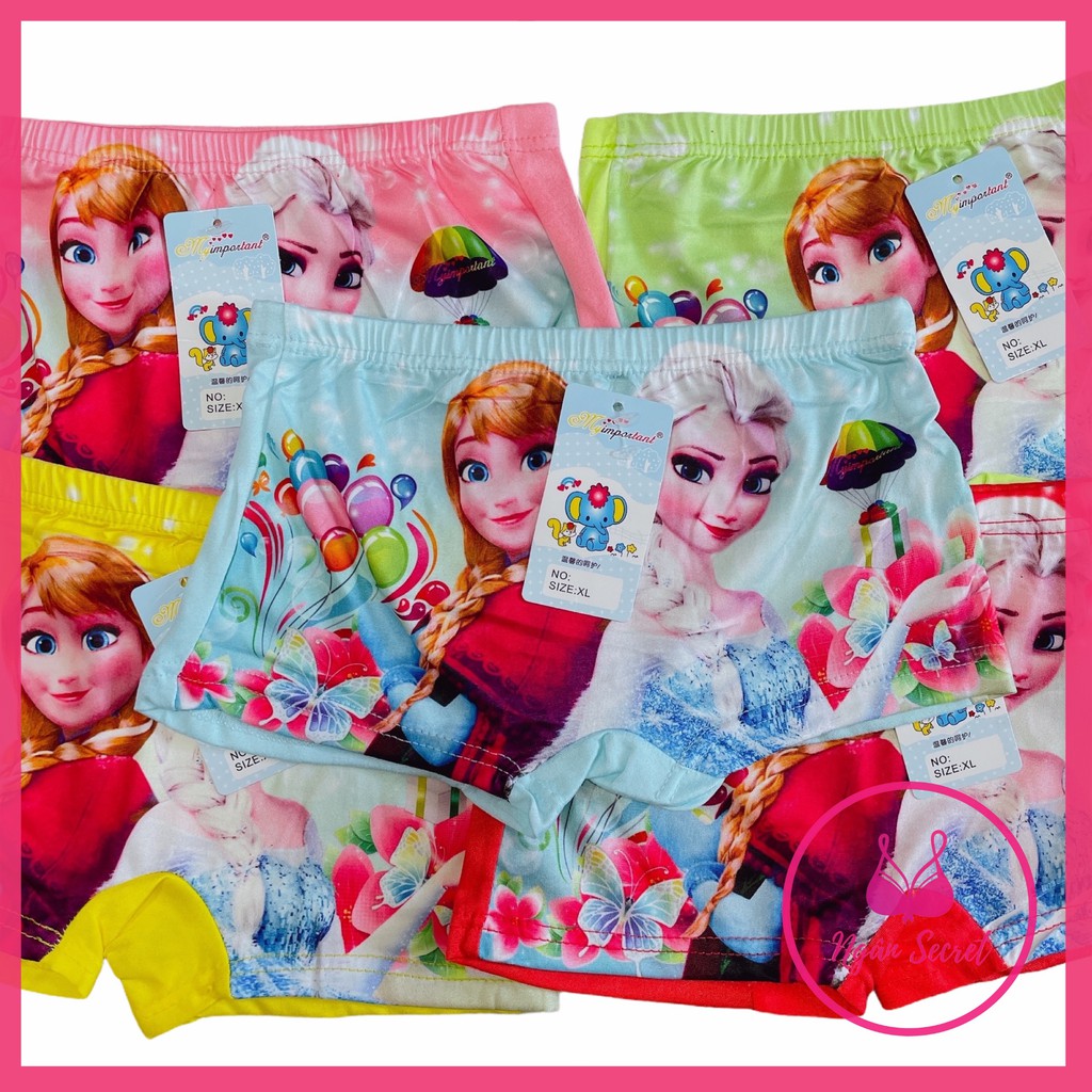 Combo 10 quần lót đùi bé gái 3D  Elsa, thun co giãn 4 chiều, mềm mại thoáng mát nhiều size