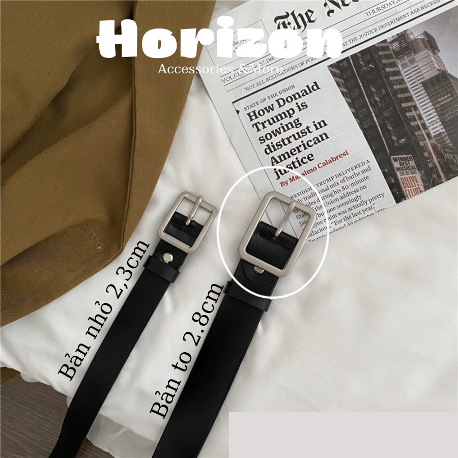 Thắt Lưng Bản Nhỏ Sơn Tùng 2.3cm Đục Lỗ May Viền - Horizon Dây Nịt Lưng Nam Nữ Kiểu Hàn Quốc 2.3cm Chữ Nhật Lỗ