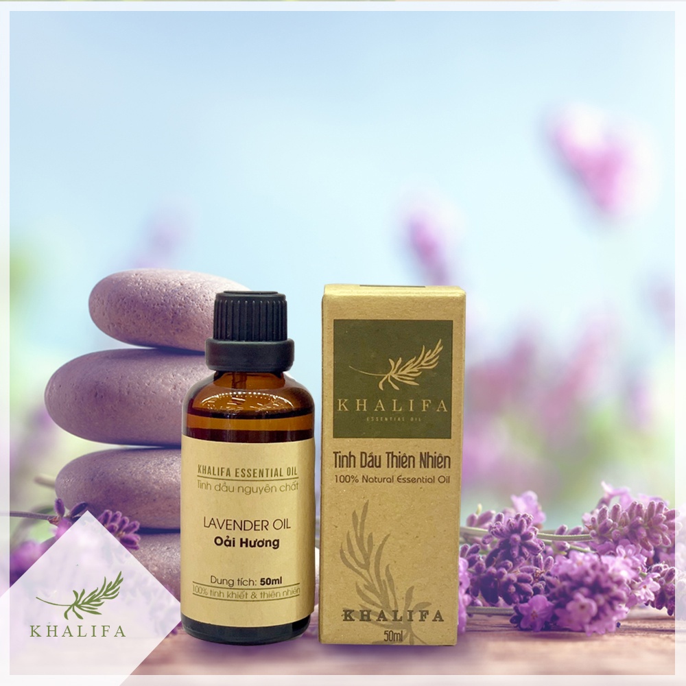 Tinh Dầu Oải Hương Nguyên Chất Khalifa 50ml Tốt Cho Da Giảm Stress Khử Mùi Chống Say Xe Hàng Chính Hãng