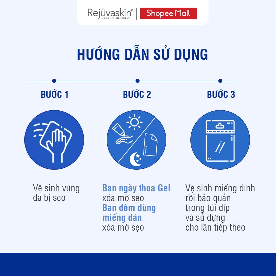 Mô tả Bộ sản phẩm ngăn ngừa sẹo lồi và sẹo phẫu thuật Rejuvaskin gel 10ml x 3.75*7.5cm - 4