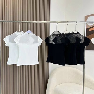 Áo thun mỏng phối lưới ôm body mix cùng Vest, áo khoác 380