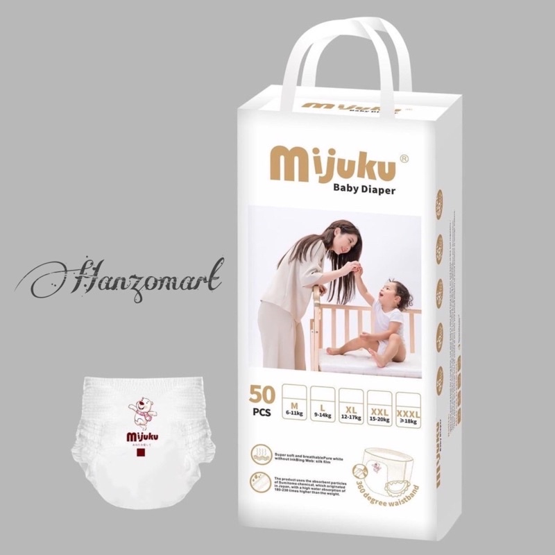 Bỉm Mijuku quần dán XUẤT NHẬT M50/L50/XL50/XXL50 50 miếng