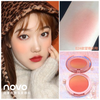 ♕Bảng Phấn Má Hồng NOVO Hai Màu Nude Tự Nhiên Kèm Cọ Tán Phấn #5259