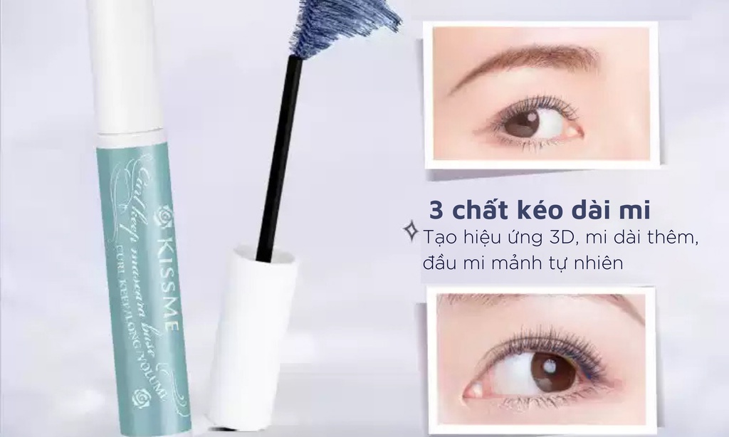 Mô tả Mascara Kissme Xanh Khói Lót Nền Bảo Vệ Mi Kissme Heroine Make Curl Keep Mascara Base - 3