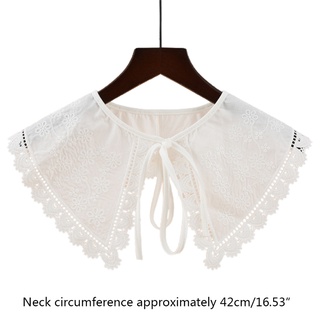 Stylish Fake Collar Dickey for Women Floral Embroidered Lace Shawl Scarf Capelet