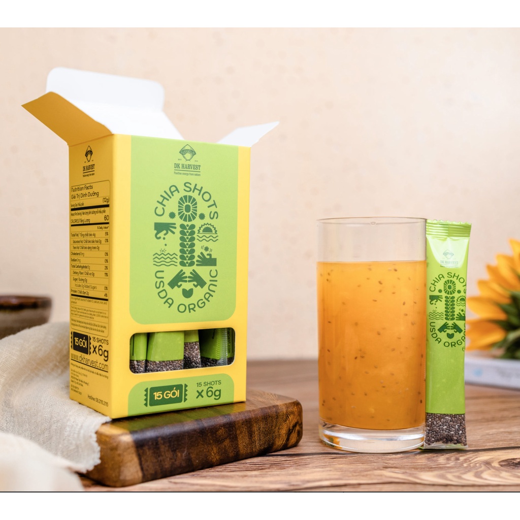 Ảnh COMBO 5 Shot Hạt chia Organic DK Harvest nhập khẩu chính hãng - 6g/1shot - Ăn Giảm Cân - Eatclean - Tốt cho sức khoẻ 3