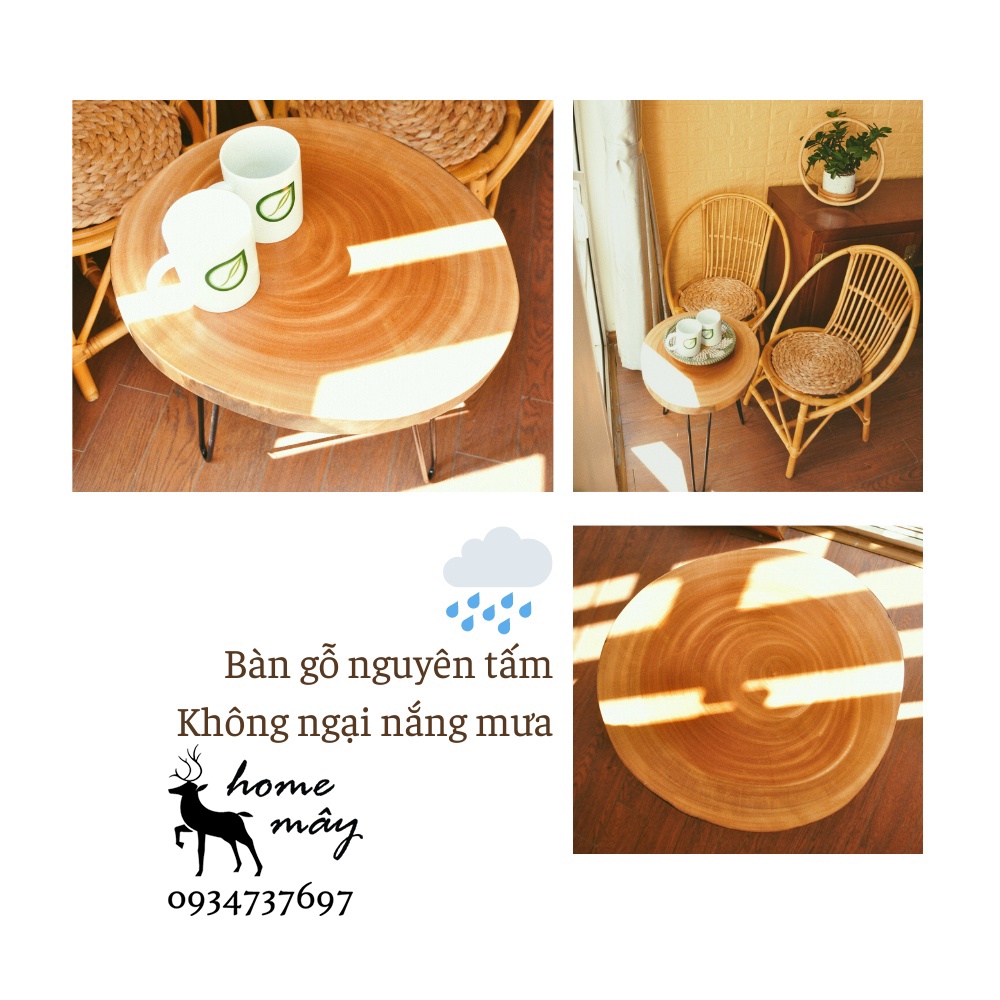 Combo Bộ Ghế mây tre và Bàn gỗ xà cừ HOME MÂY - Sản phẩm phù hợp cho quán Cafe