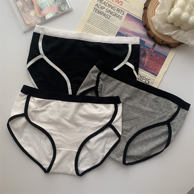 Quần Lót Cotton Không Đường May Kháng Khuẩn Màu Sắc Tương Phản Chất Lượng Cao Cho Nữ