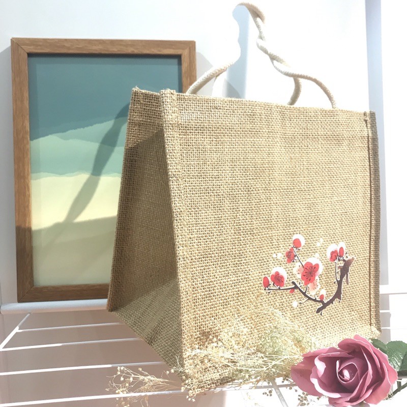 Túi cói bố dáng vuông hoa anh đào 🌸