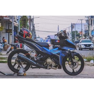 Tem trùm Exciter 150 Y15Zr yamaha đen kẻ xanh dương -dán team trùm decal xe máy - Team trùm ex decal rẻ đẹp và chất đen