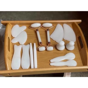 Ngọc Cạo Gió, Ngọc Massage Mặt bằng đá 16 món cao cấp (Ngọc loại 1 dày bóng đẹp)