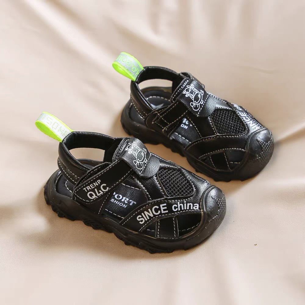sandal bé trai - dép rọ tập đi cho bé chống vấp bảo vệ chân da mềm 6m đến 5 tuổi có quai dán 303 ( ảnh thật )