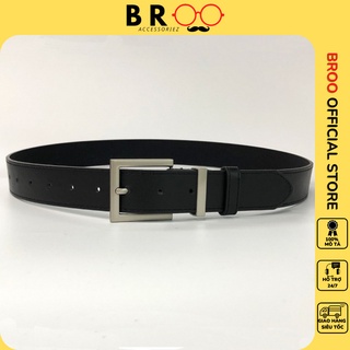 Thắt lưng da nam nữ mặt vuông chữ nhật màu bạc đẹp, dây nịt lưng ulzzang unisex bản kim 3.3cm TL53