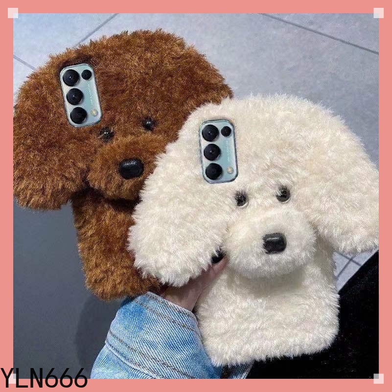 OPPO A18 A38 A17K A58 A57 A77 A78 A79 A60 A98 A95 A94 A93 A92 A72 A55 A54 A52 A16 A12 A15 A53 A33 A31 A73 A11X A3X A3PRO Ốp điện thoại sang trọng hình chú chó bông lông tơ thời trang
