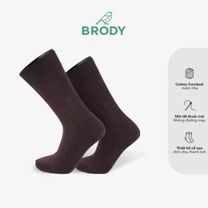 Tất cổ cao nam BRODY Nâu Hạt Dẻ Cotton Combed cao cấp mang giày tây Thời trang nam Công sở - MC00379
