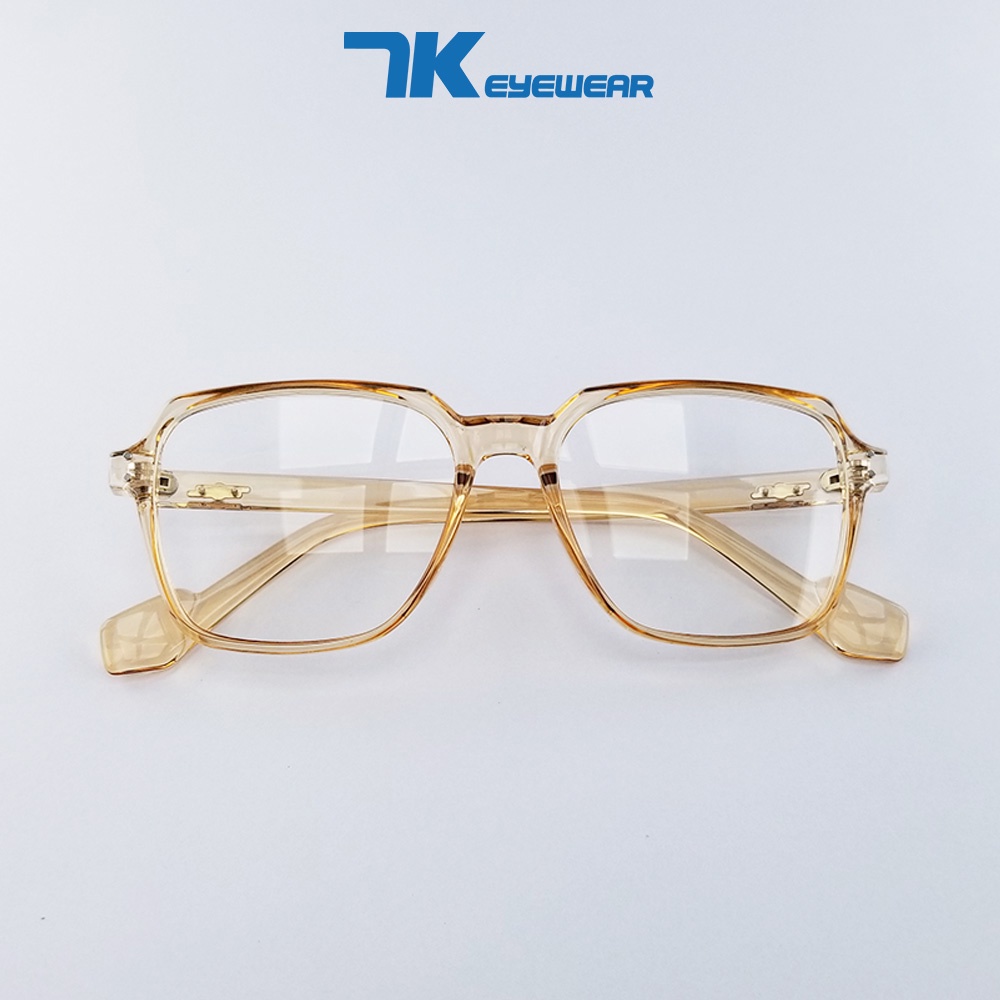 Ảnh Gọng kính cận nữ nam mắt vuông to bản nhựa 7KMN màu da báo, đen, nâu sữa. Tròng giả cận 0 độ chống ánh sáng xanh, tia UV 4