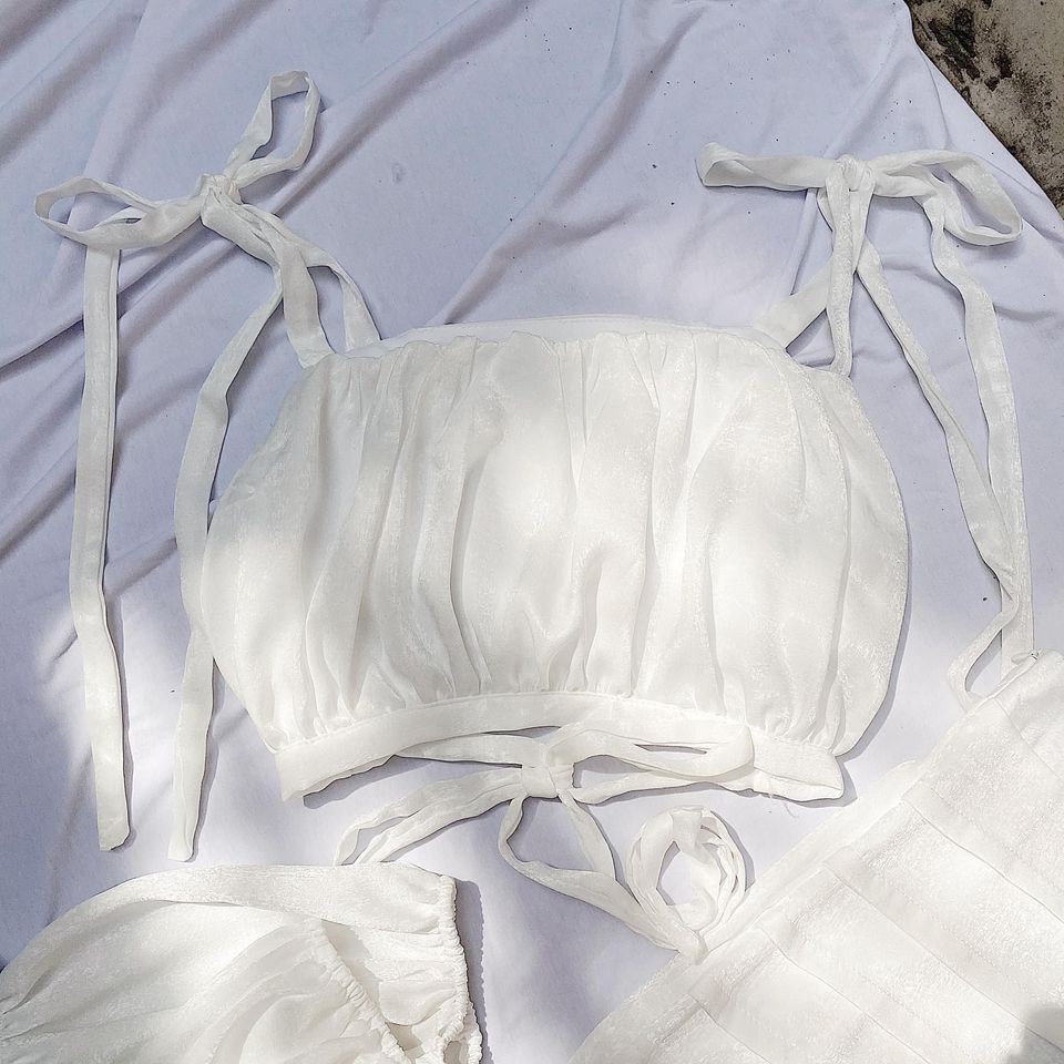SET ÁO DÂY VÁY 2 MÀU TRẮNG ĐEN - MIE LEE SET