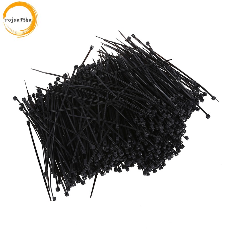 1000 Chiếc Cáp nylon Đen Zip Tie Thắt Lưng Quấn 95mm x 2mm