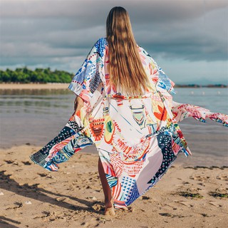 Pareo Bãi Biển Cape Nữ Mùa Hè In Bikini Che Phủ Kimono Kaftan Đi Biển Đầm Tắm Phù Hợp Với Tunic Plus Kích Thước