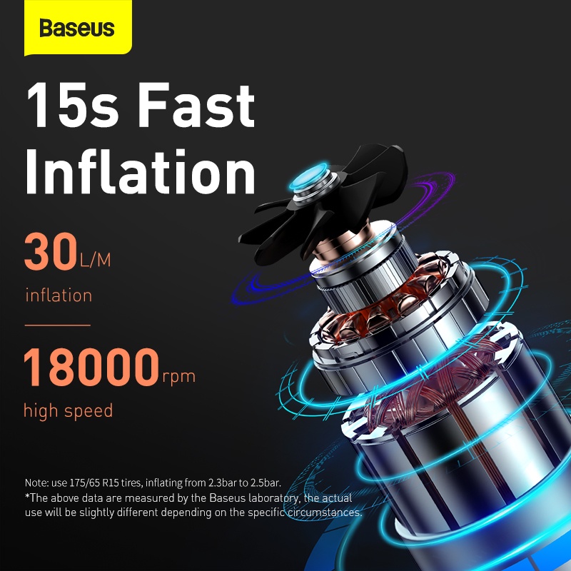 Baseus Máy Bơm mini dc 12v Áp Suất 150psi Có Màn Hình Kỹ Thuật Số