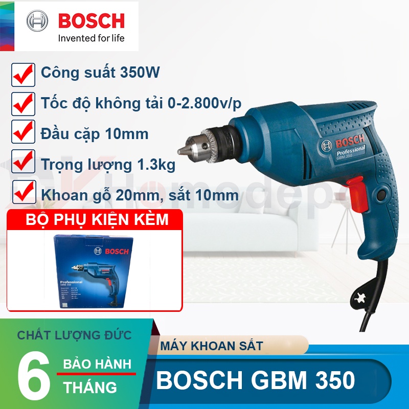 [Mã BMLTB200 giảm đến 100K đơn 499K] Máy khoan sắt Bosch GBM 350 - Hàng chính hãng