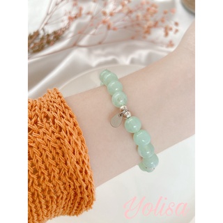 Vòng tay nữ chuỗi hạt handmade Mint Stone kết hợp với charm trái tim
