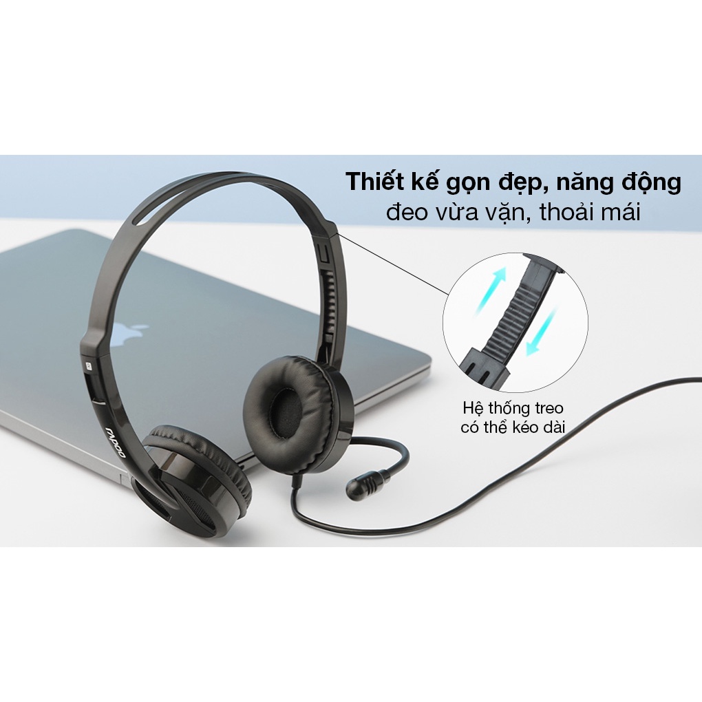 Tai nghe chụp tai có dây RAPOO H120 | Kết nối USB ,Micro đàm thoại | Bảo hành 2 năm | BigBuy360 - bigbuy360.vn