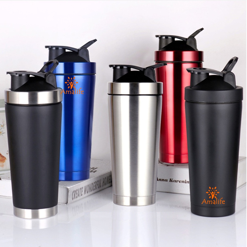 Mô tả Bình Lắc Shaker Đựng Nước Giữ Nhiệt Inox 800ml, Bình Tập Gym Thể Thao Chính Hãng Amalife Kèm Bóng Lò Xo Lắc - 3