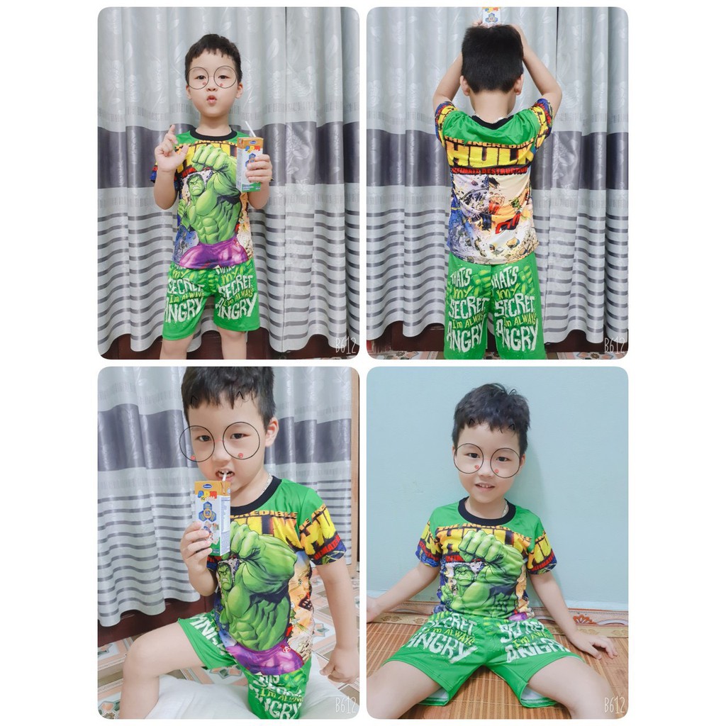 Bộ Siêu Nhân Cho Bé Trai Thun Lạnh Thái In 3D Siêu Anh Hùng 10-23kg