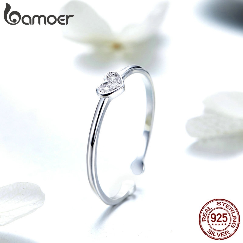 Nhẫn Thời Trang Bạc Bamoer 925 Trái Tim Người Phụ Nữ SCR491