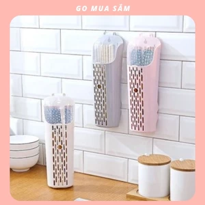 Ống cắm đũa muỗng dán tường nhà bếp không cần khoan tường, ống đũa có nắp đậy, có khe thoát nước