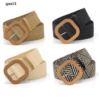 Thắt lưng đan rơm co giãn khóa vuông phong cách Boho cổ điển thời trang mùa hè dành cho nữ Gzi1
