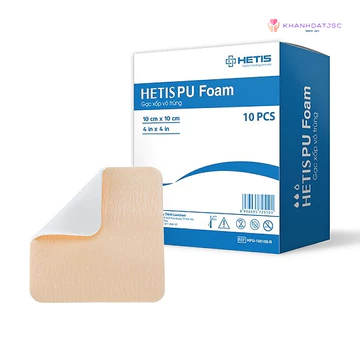 Gạc xốp vô trùng HETIS PU Foam - Băng gạc vết thương, miếng dán chống loét, hút dịch (1 miếng)