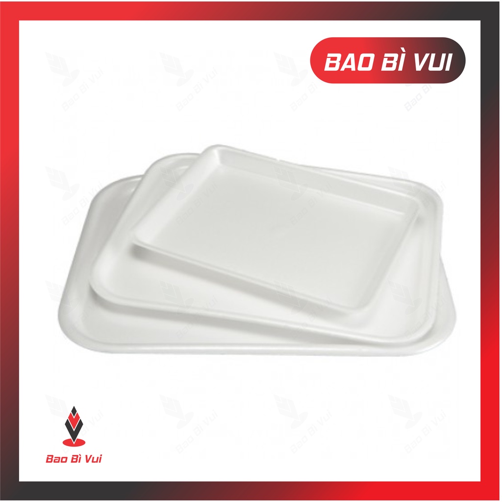 [Lốc 125 cái]  Khay xốp trắng đựng thực phâm, khay thực phẩm - BAO BÌ VUI