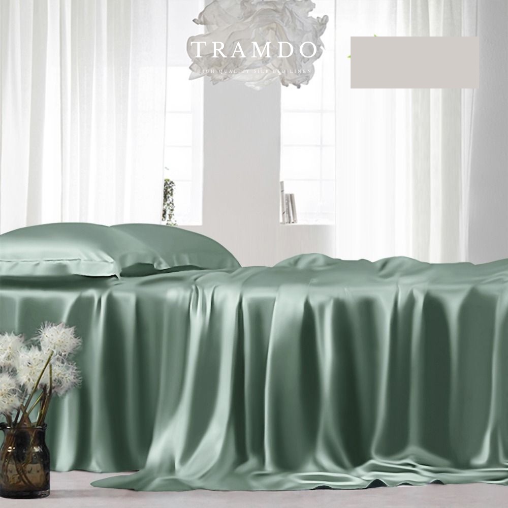 Ảnh Bộ Chăn Ga Gối Lụa Cao Cấp NITE9SILK TRAMDO BEDDING Màu Xanh Quả Bơ 3