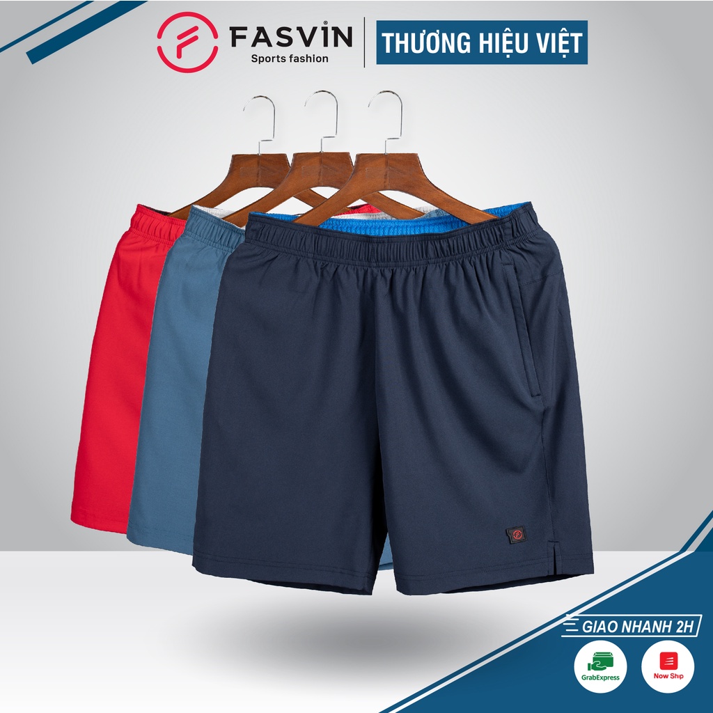 Quần đùi nam BIG SIZE  FASVIN vải dù gió co giãn mềm mát túi có khóa cho người từ 80- 120 kg D20206.HN
