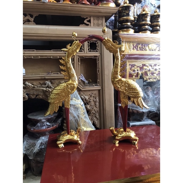 Hạc thờ 81/61[Hàng chính hãng].[đủ kích thước ]gỗ mít, Sơn son thếp vàng