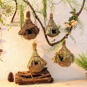 Tổ Chim Bằng Rơm Tự Nhiên Có Móc Treo Độc Đáo Trang Trí Lồng Chim / Vẹt