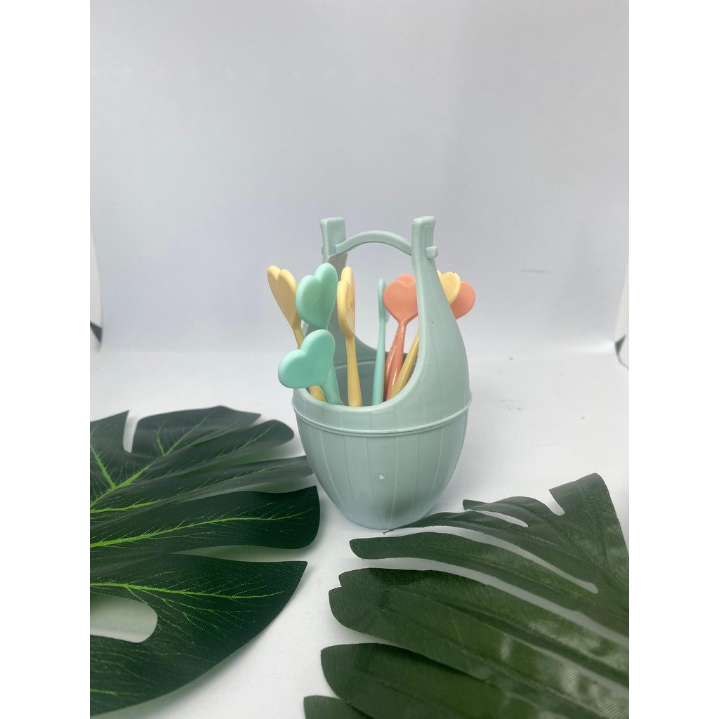 Bộ xiên hoa quả bằng nhựa hình trái tim,rĩa ăn trái cây cao cấp 3399  aladanh-net-vn nĩa trái tim