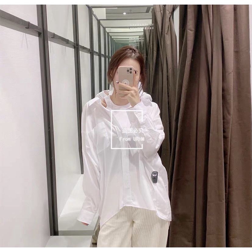 ÁO TRẮNG SƠMI FORM DÀI XINH XẮN KẾT HỢP ÁP BALO TRONG