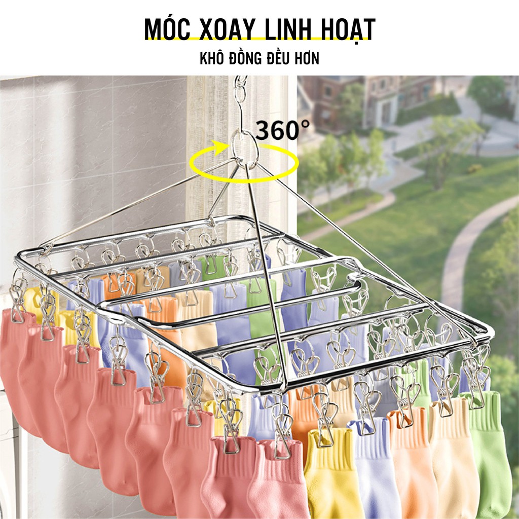 Ảnh Móc chùm vuông inox chất lượng cao AVOHOME phơi đồ, phơi quần áo nhỏ cho cả gia đình 2