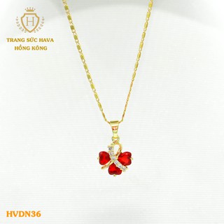 Dây Chuyền, Vòng Cổ Nữ Mặt Bông Hoa May Mắn Xi Mạ Vàng Non Cao Cấp - Trang Sức Hava Hong Kong