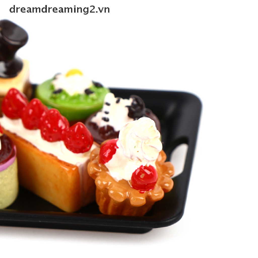 Mô hình khay bánh kem thu nhỏ tỉ lệ 1/12 trang trí nhà búp bê