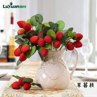 Cành Dâu Tây Giả Thiết Kế Sống Động Xinh Xắn