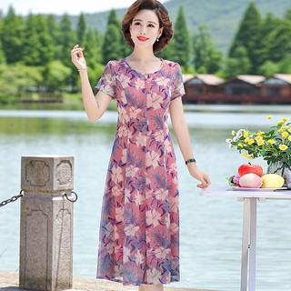 (THANH LÝ LẺ SIZE) Đầm Voan Hoa Cho Mẹ Ngọt Ngào VH54