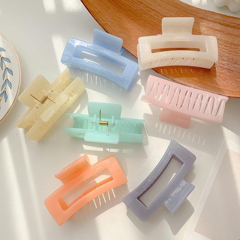 Kẹp Tóc Nhựa Trong Hình Chữ Nhật Acrylic Hàn Quốc