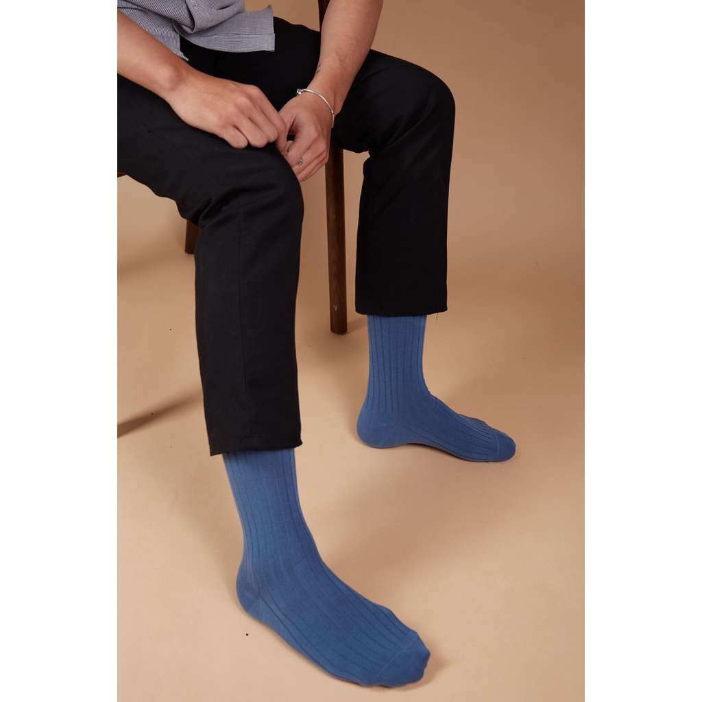 Tất nam cổ cao BRODY Xanh Dương Cotton Combed cao cấp Thời trang nam Công sở - MC00879
